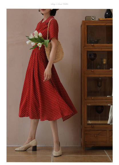 Red Polka Dot Pattern Retro Dress