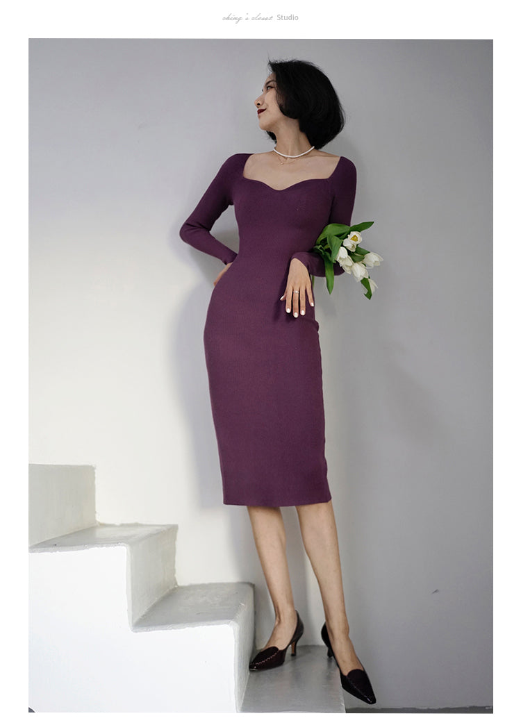 Lady's slim knit dress