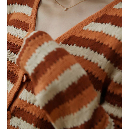 Orange-brown striped cardigan