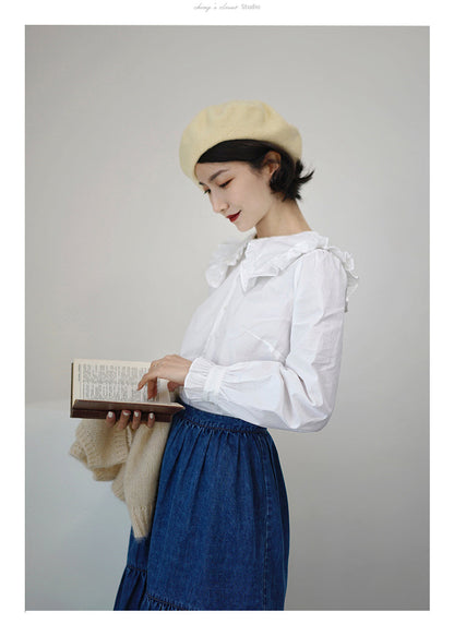 White lady vintage frill blouse