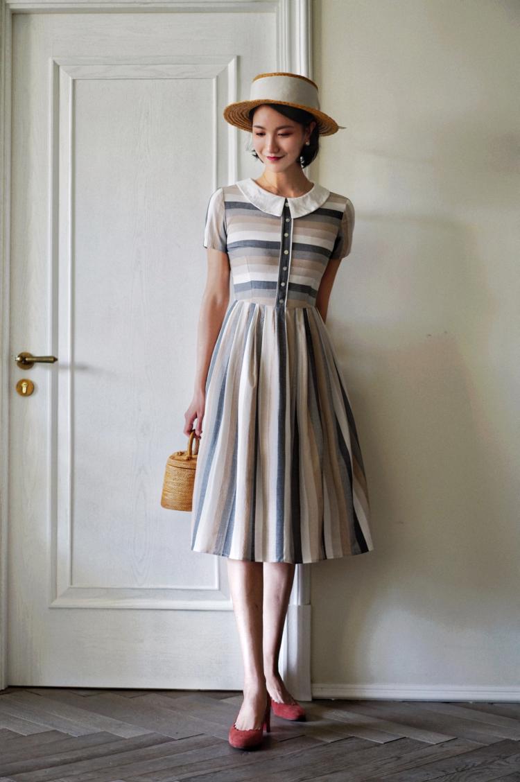 Literary Lady Vintage Striped Dress