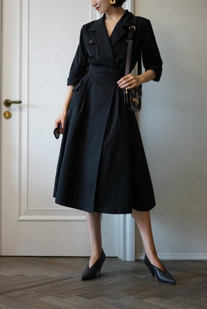 western vintage black trench coat