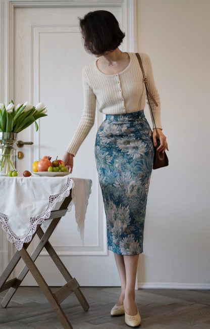 oil painting pencil skirt