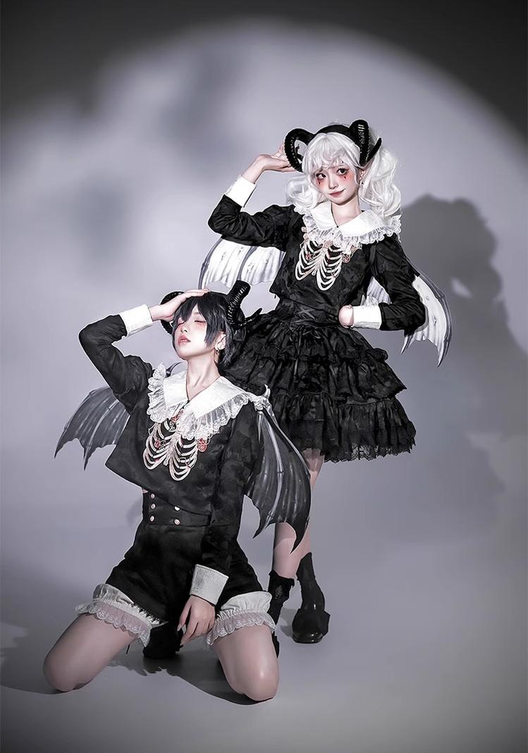 CastleToo - Crossbone - Ouji Lolita Shorts Suit Gothic Lolita Top and Blouse