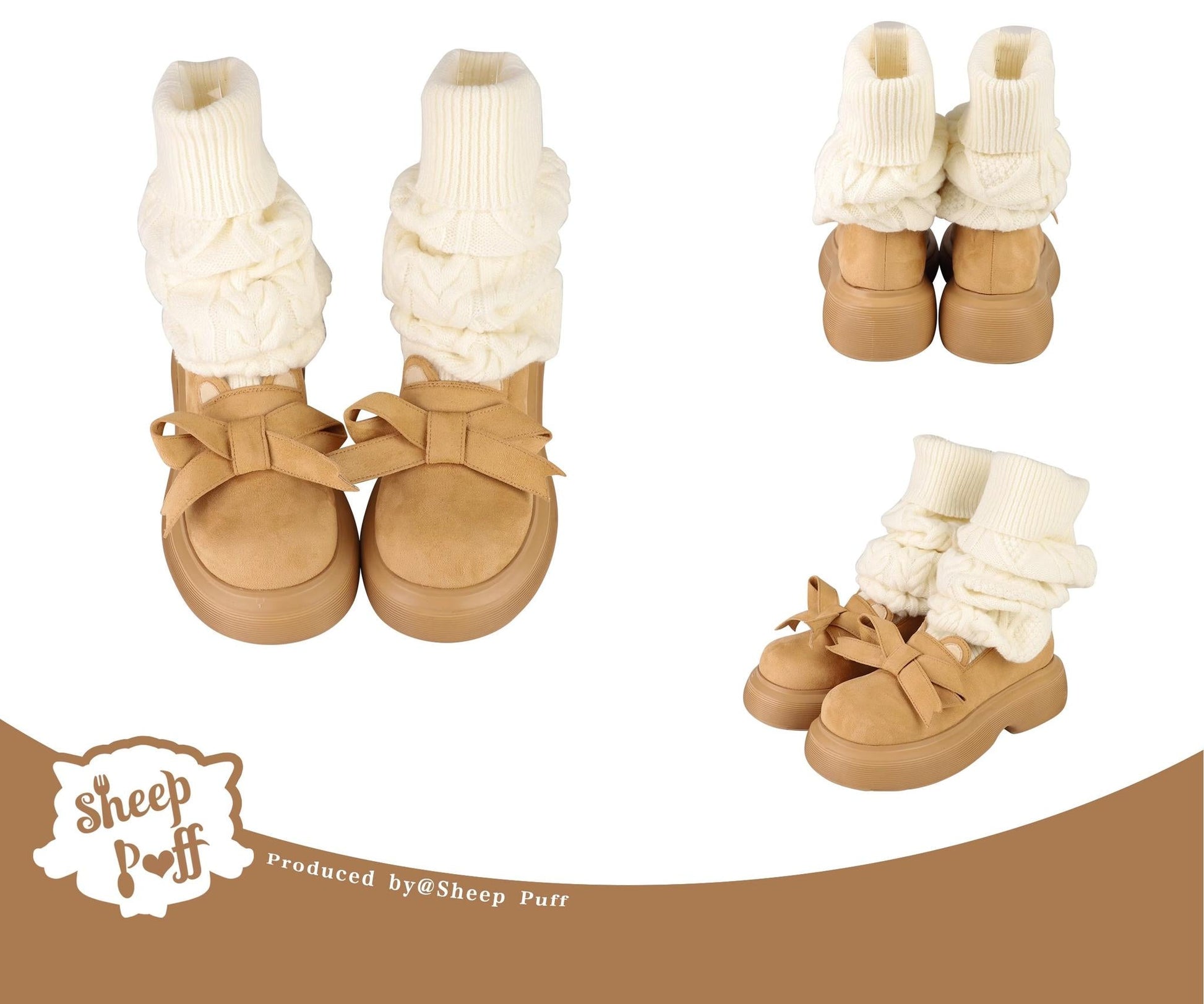 Sheep Puff - Duidui Bear - Winter Lolita Shoes Snow Boots Leg Warmer Shoes