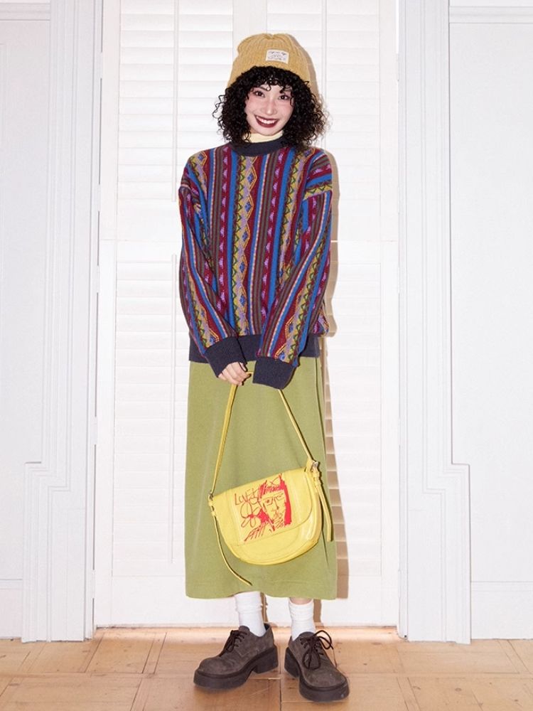 Vintage Jacquard Loose Sweater【s0000005133】