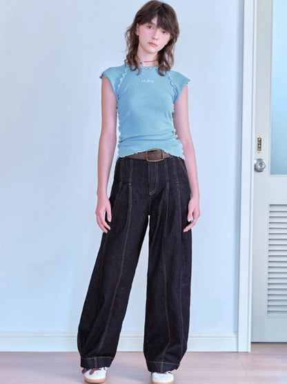 Versatile casual loose-fitting denim pants【s0000007059】