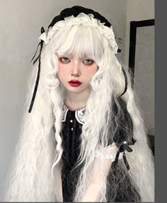 PippiPalace - White Moonlight - Elegant Long White Curly Lolita Wig