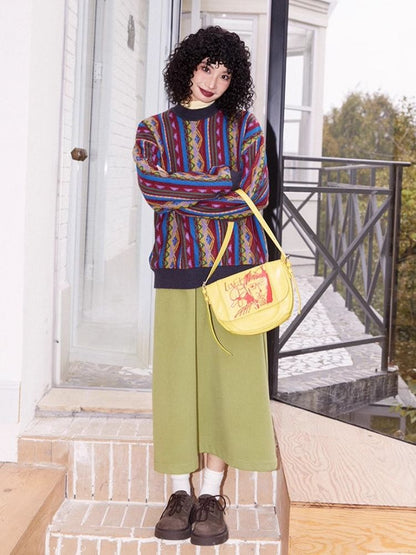 Vintage Jacquard Loose Sweater【s0000005133】