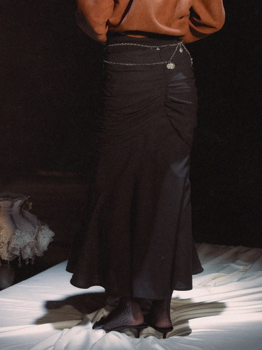 Neros Cubic Cut Pleated Slim Long Half Skirt【s0000006449】