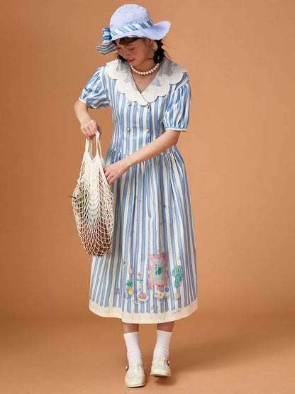 Genesis Blue and White Striped Dress【s0000006938】