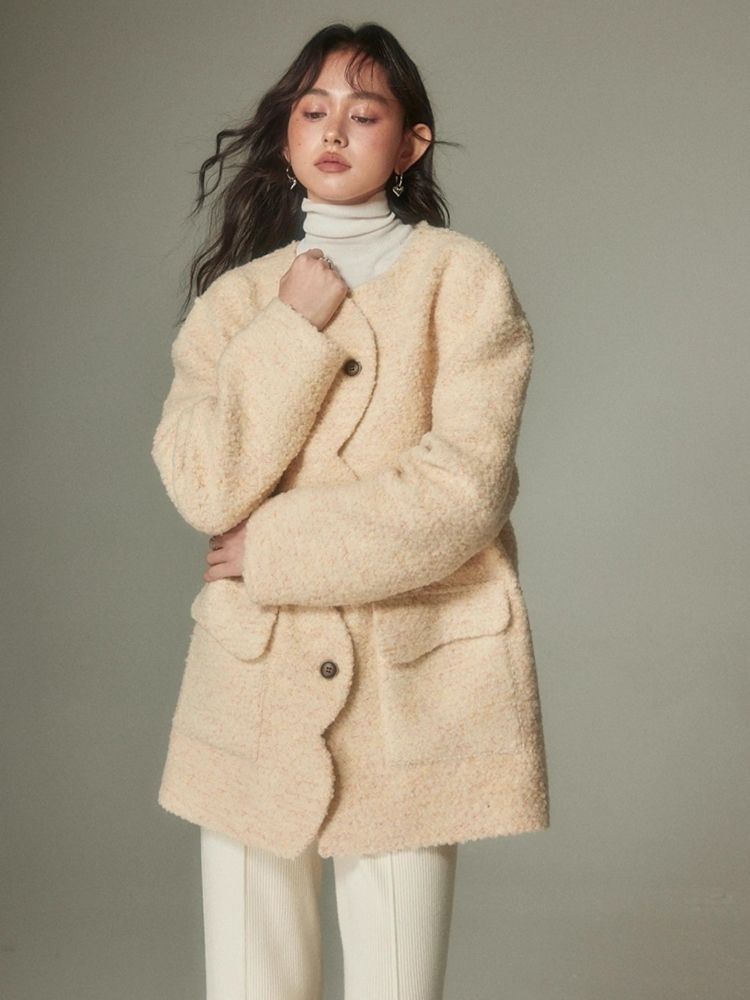 Drop Shoulder Cloudy Beige Coat【s0000004876】