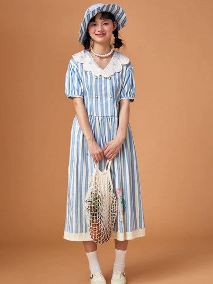 Genesis Blue and White Striped Dress【s0000006938】