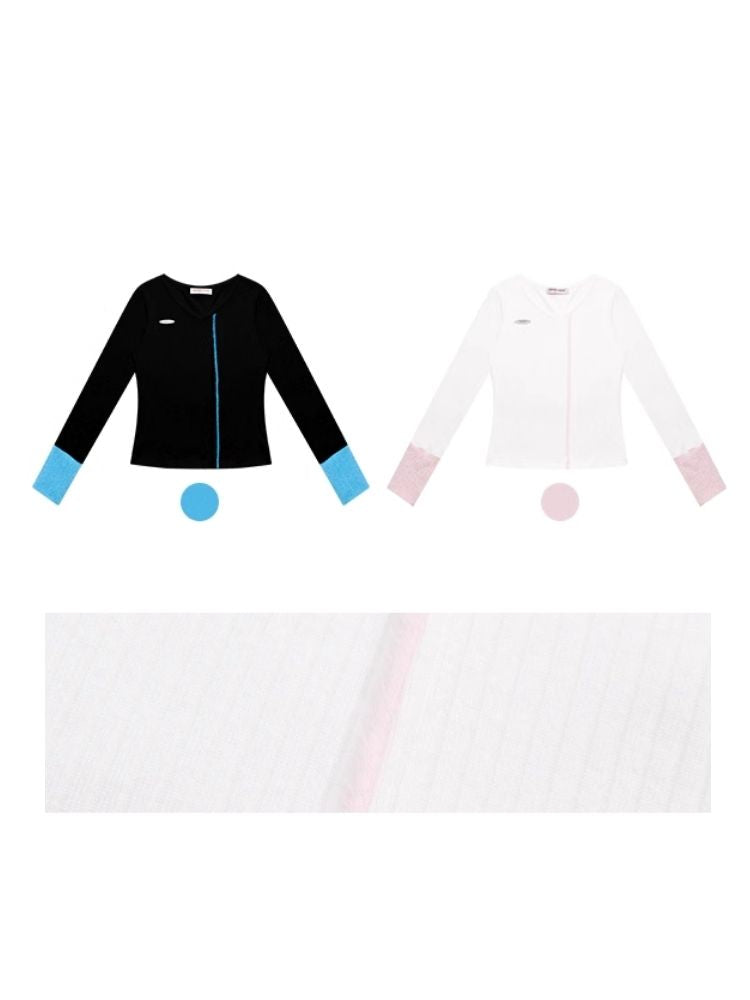 V-neck Long-sleeved blouse【s0000006170】