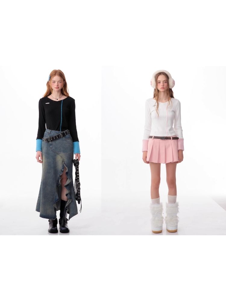 V-neck Long-sleeved blouse【s0000006170】