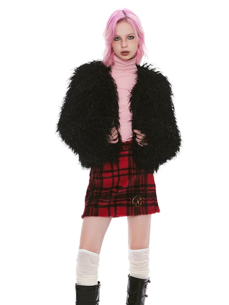 Shaker Color Plaid Red Plaid Half Skirt【s0000004964】