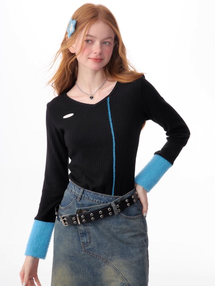 V-neck Long-sleeved blouse【s0000006170】