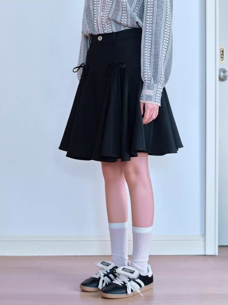 Bow tie pleated skirt【s0000007060】