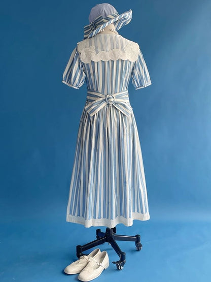 Genesis Blue and White Striped Dress【s0000006938】