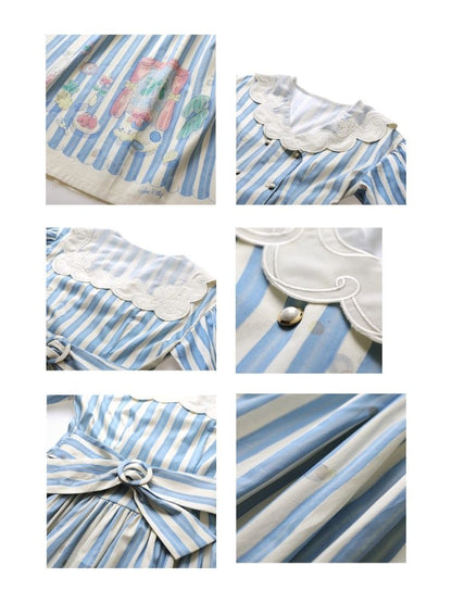 Genesis Blue and White Striped Dress【s0000006938】