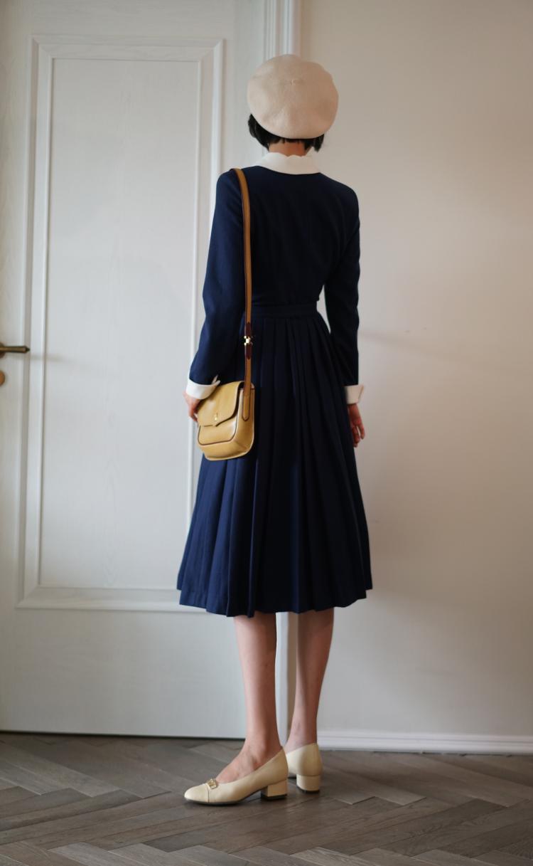 Navy blue classic dress