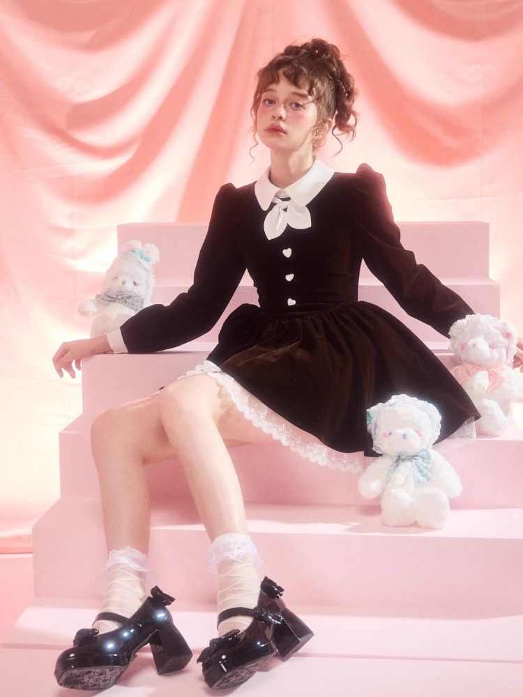 Bubble Sleeve Waist Slim Long Sleeve Dress【s0000006963】