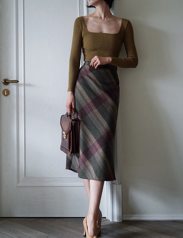 British plaid elegant skirt