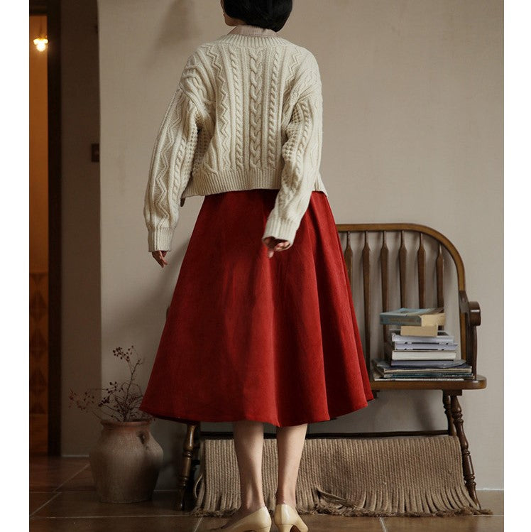 Crimson Lady Corduroy Umbrella Skirt