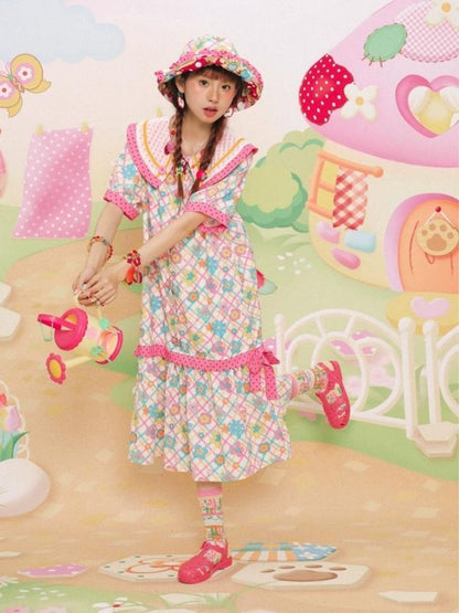 Flower Print Short-sleeved Summer Dress【s0000003092】