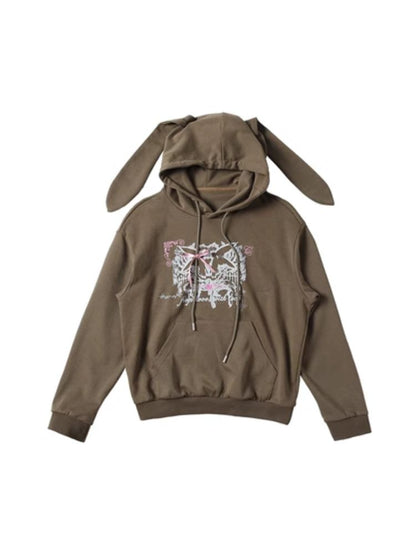 Rabbit Ears Hooded Printed Sweatshirt【s0000005747】