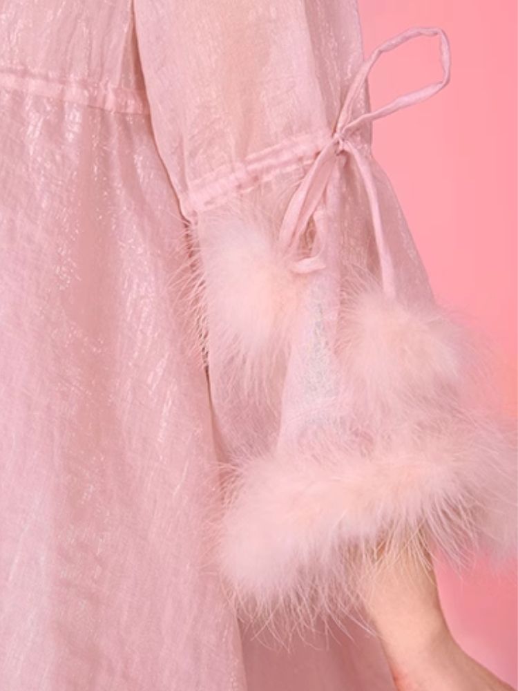 Sexy Pajamas Pink Halter Dress Robe Set【s0000006583】