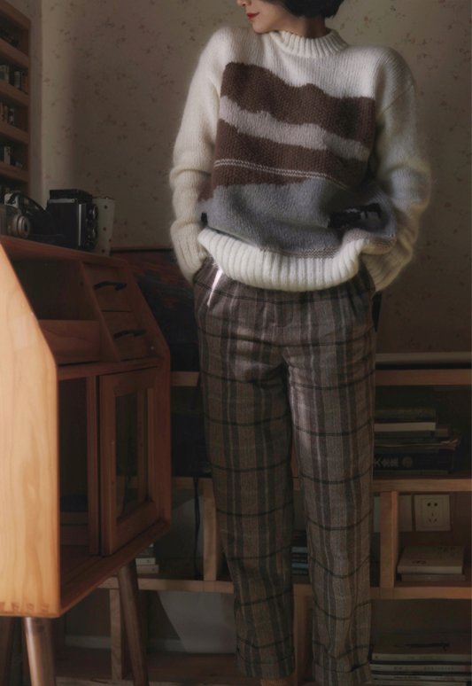 British plaid cropped wool pants