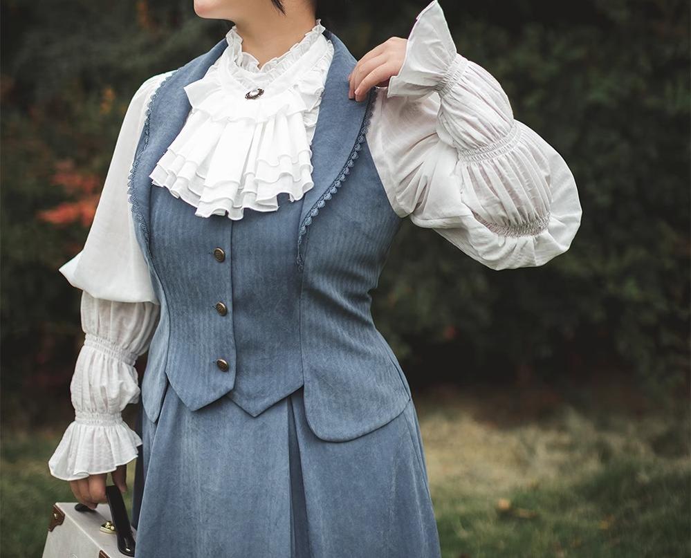 Forest Wardrobe - Misty Forest - Elegant Vintage Fishbone Lolita Long Skirt & Vest