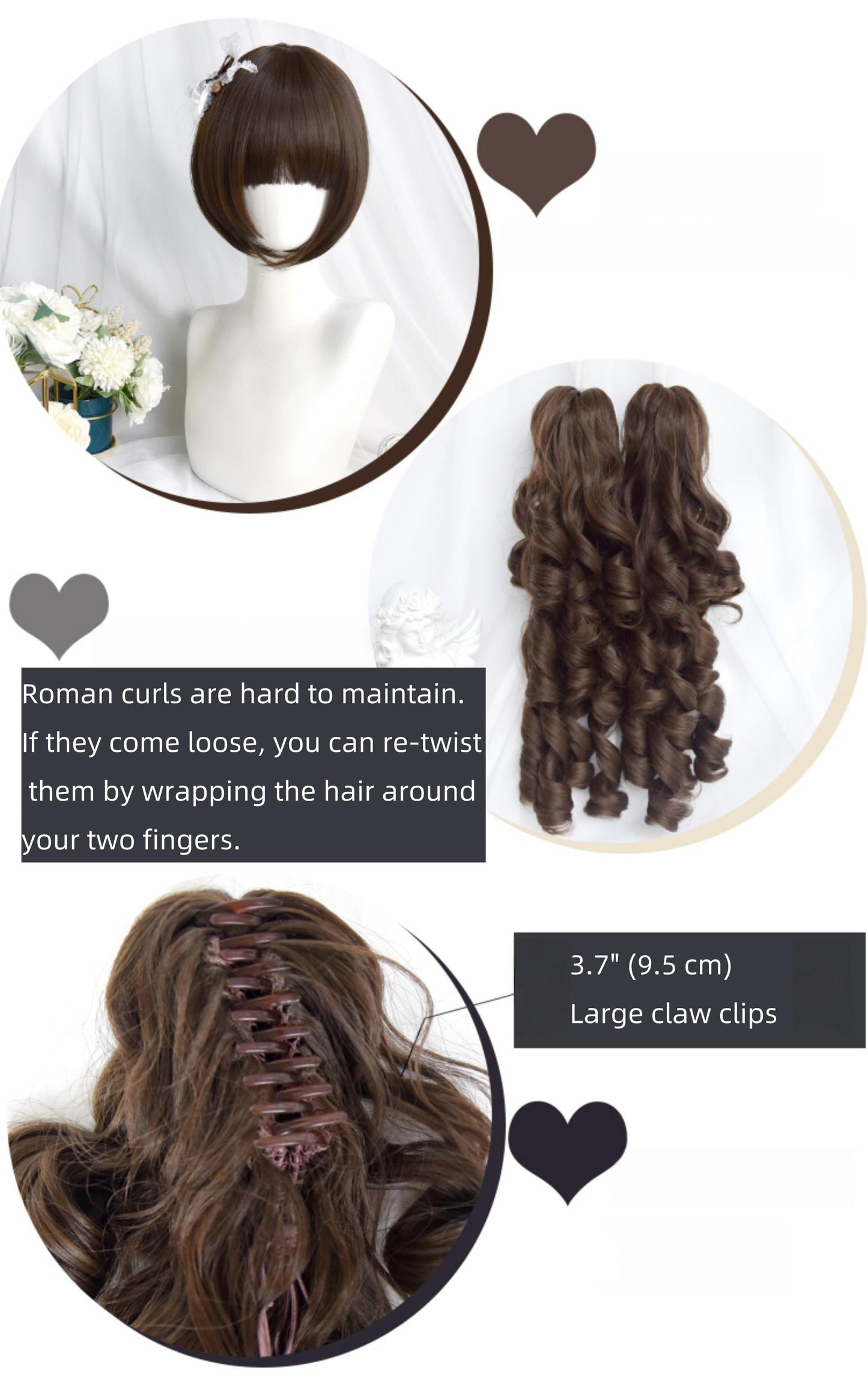 Sinwavy - Old School Lolita Wig, Layered Roman Curls