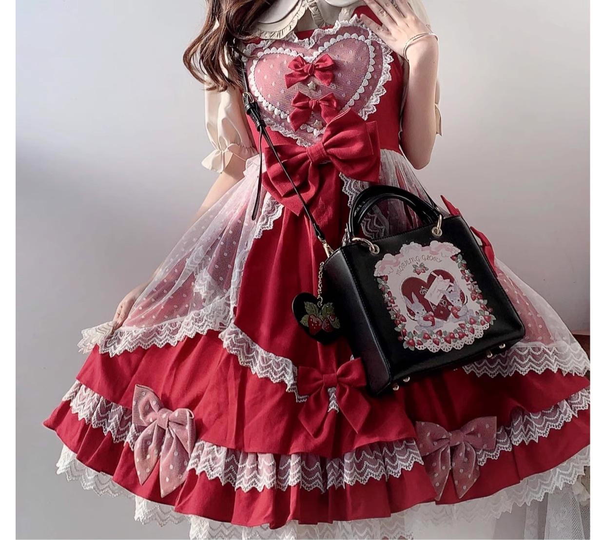 Morning Glory - Retro Lolita Handbag PU Square Wedding Bag