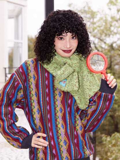 Vintage Jacquard Loose Sweater【s0000005133】