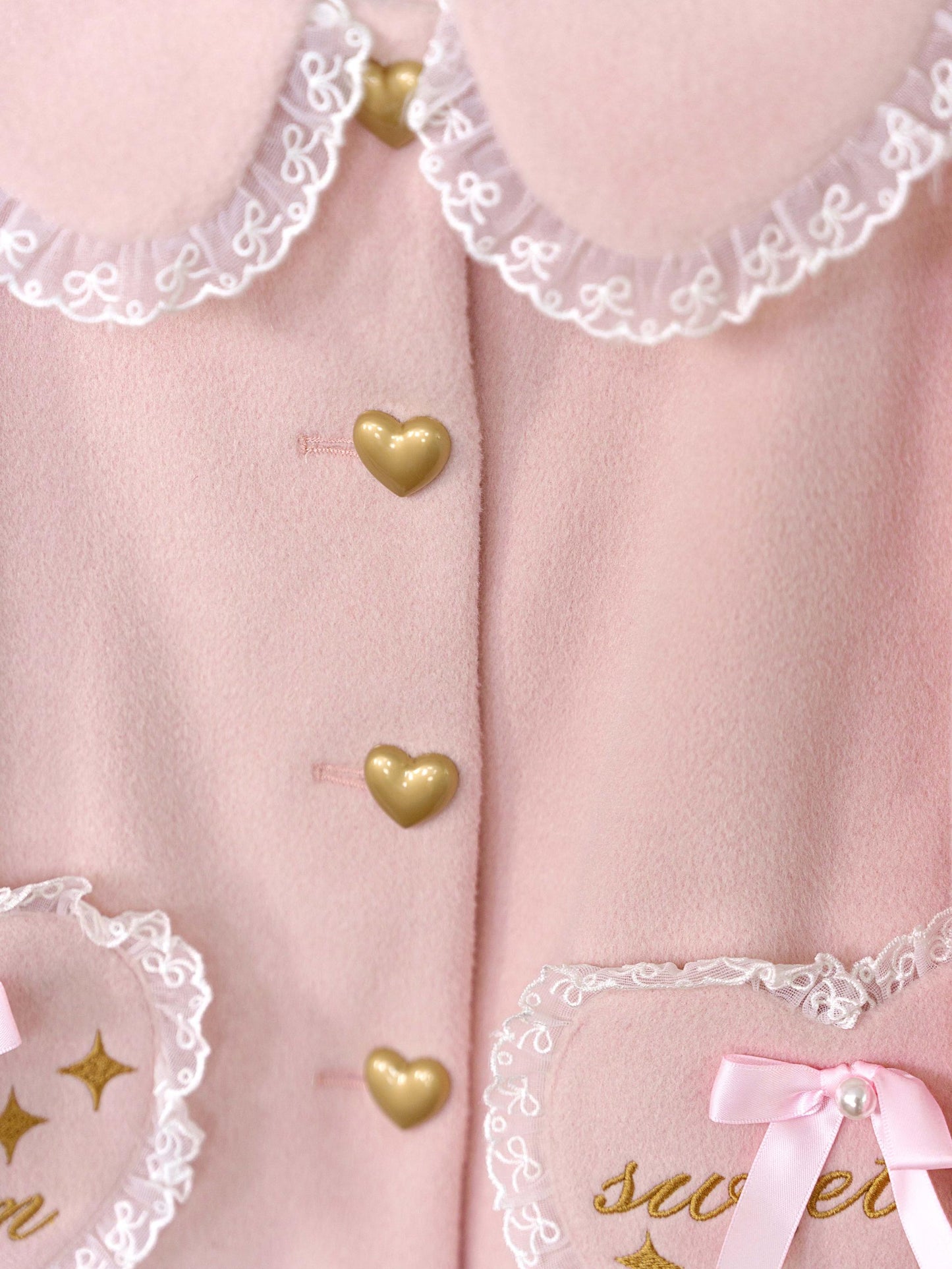 Dream Magic Box - Milk Puff - Winter Fleece-lined Sweet Lolita Coat, Detachable Collar