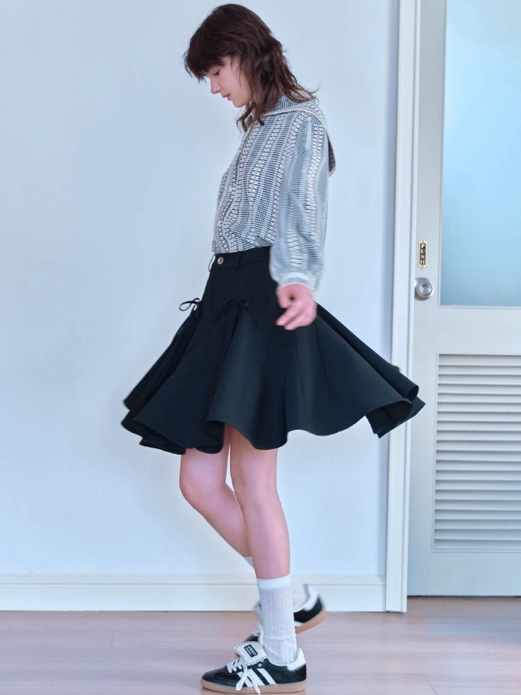 Bow tie pleated skirt【s0000007060】