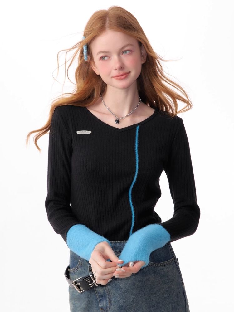 V-neck Long-sleeved blouse【s0000006170】