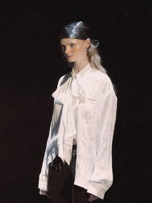 Ribbon Bow Ruffle Long Sleeve Shirt【s0000006450】