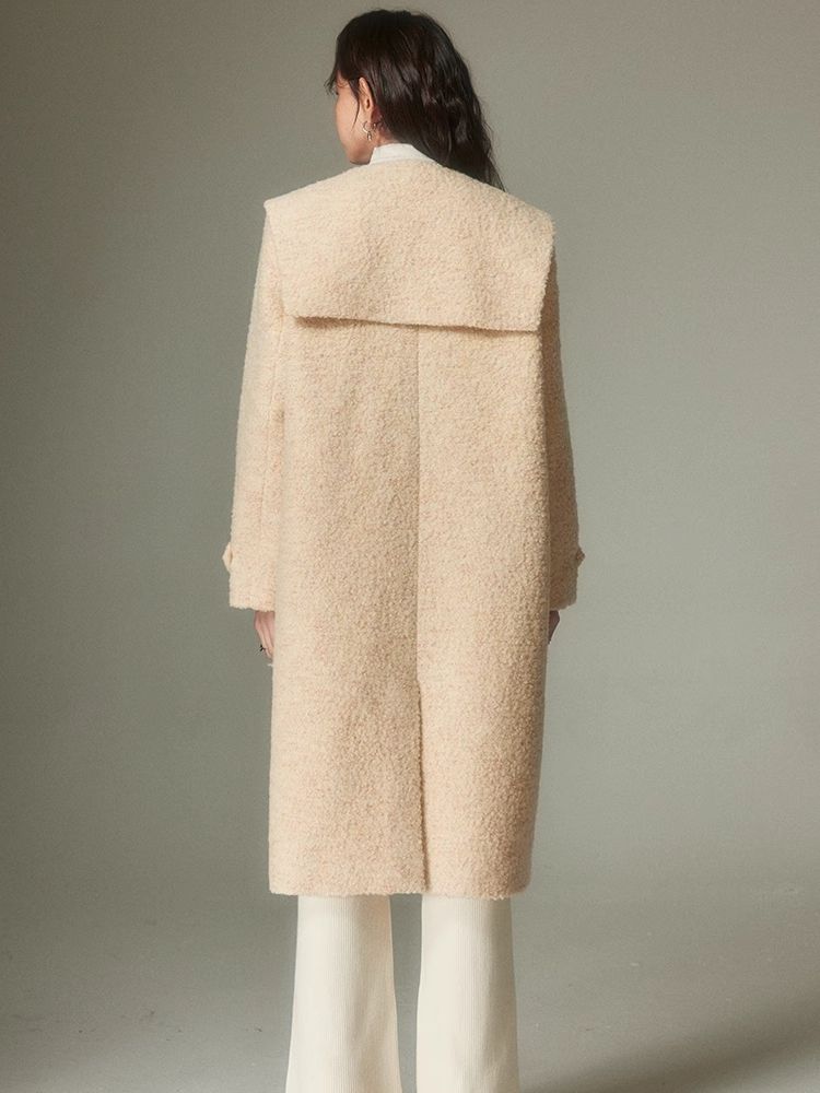 Straight silhouette milk yellow lapel wool coat【s0000004861】