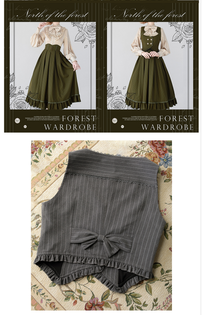 Forest Wardrobe - North of the Forest - Classic Lolita Striped Vest Skirt Set