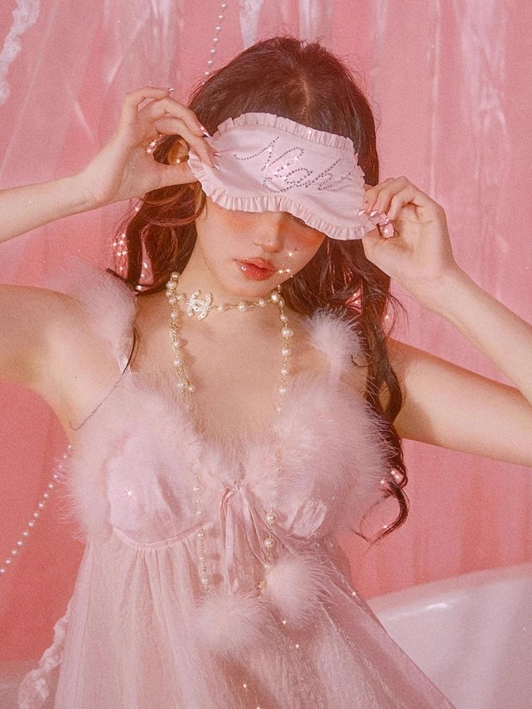 Sexy Pajamas Pink Halter Dress Robe Set【s0000006583】