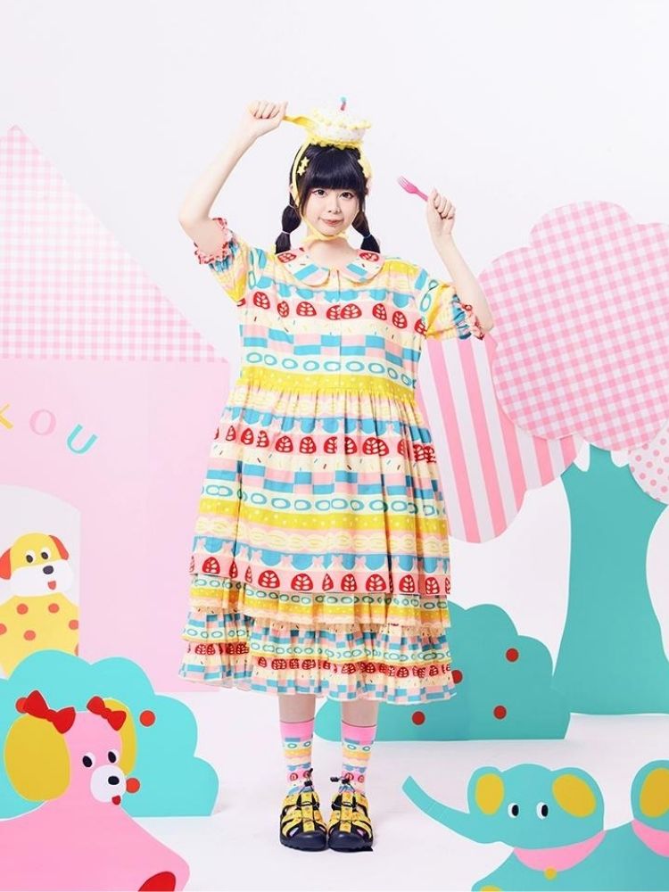 Showa Girl Original Print Cake Dress 【s0000002882】