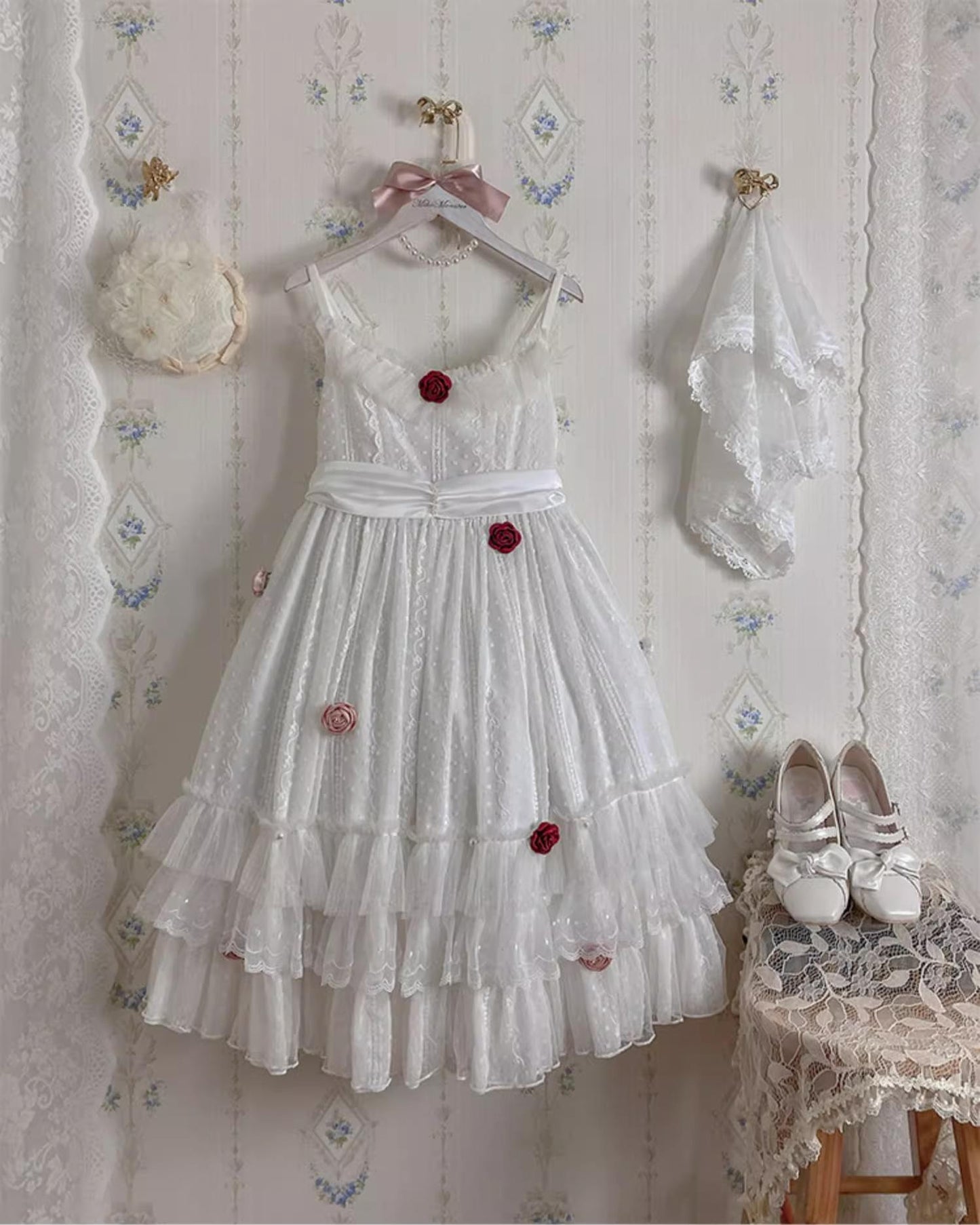 Sakurada Fawn - Spring Breeze - Plus Size Spring Lolita JSK Dress with Rose Decoration