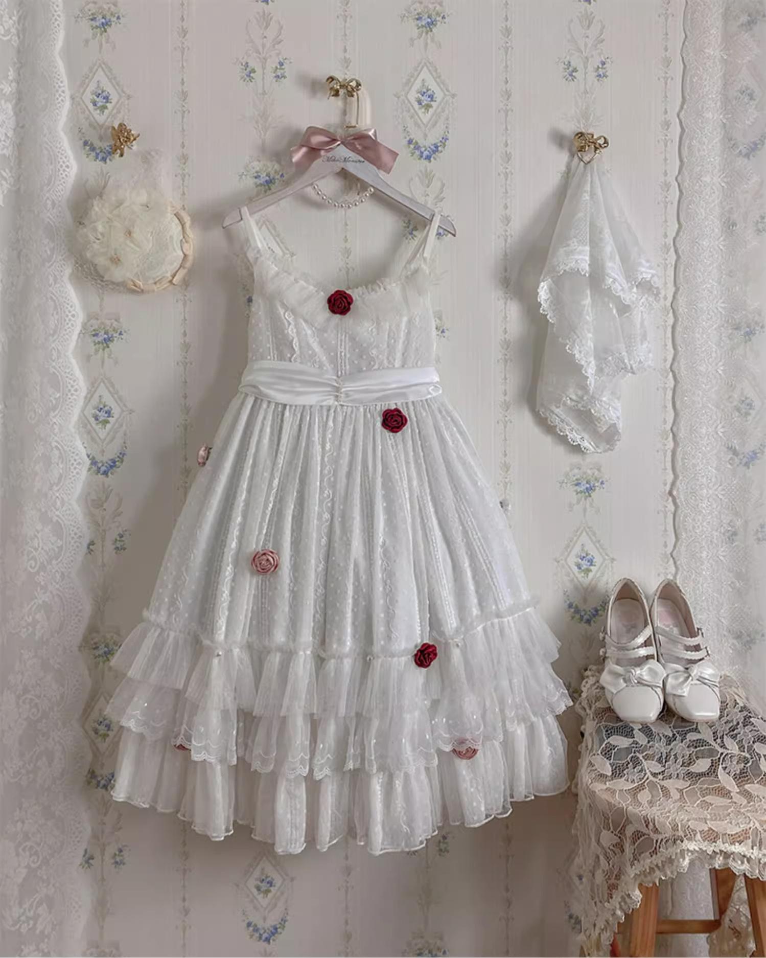 Sakurada Fawn - Spring Breeze - Plus Size Spring Lolita JSK Dress with Rose Decoration
