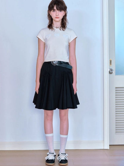 Bow tie pleated skirt【s0000007060】