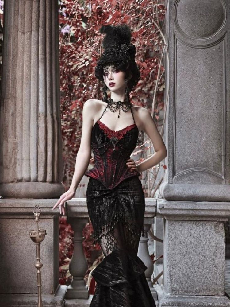 Halloween velvet slim corset & camisole【s0000003240】