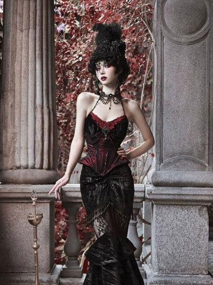 Halloween velvet slim corset & camisole【s0000003240】