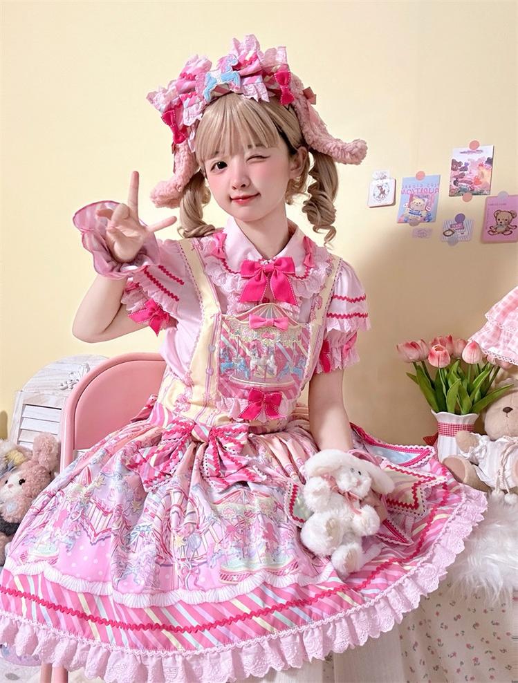 Letters from Unknown Star - Candy Park - Sweet Lolita Print Jumper Dress